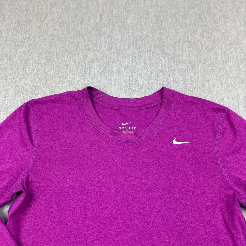Nike Shirt Womens Small Purple Dri-Fit Performance Long‎ Short Sleeve Athletic